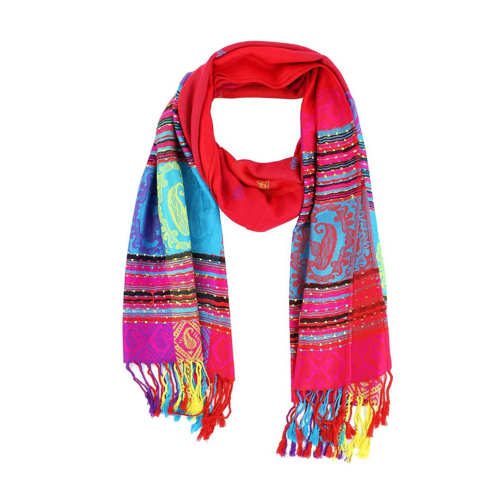 9247 Double Side Rainbow Silky Pashmina (056#1red)